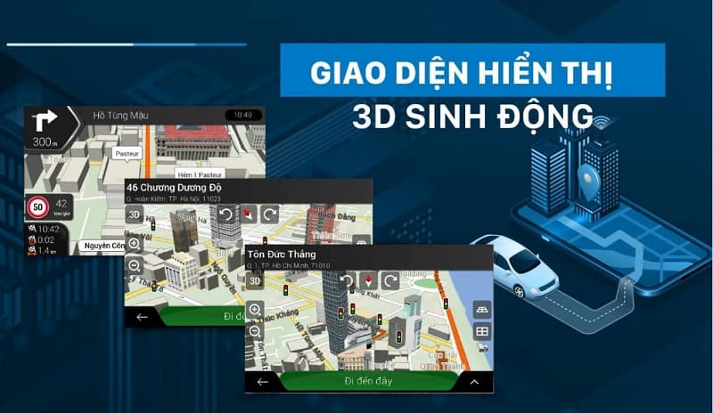 Vietmap S2 có chế độ hiển thị hình ảnh chế độ 3D trực quan