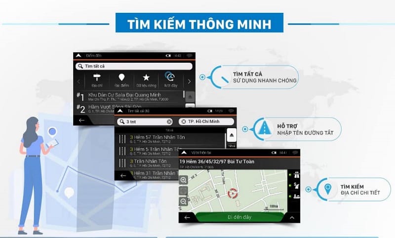 Vietmap S2 giúp thao tác tìm kiếm thông minh và nhanh chóng